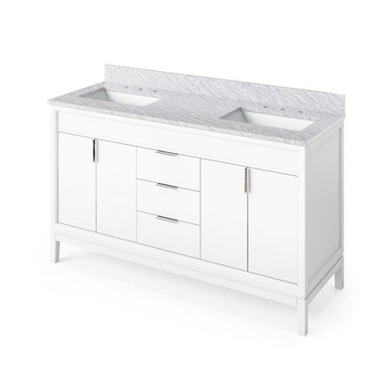 Jeffrey Alexander - 60 Inch Theodora Vanity with Vanity Top and double rectangle bowls