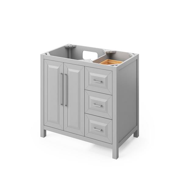 Jeffrey Alexander - 36 Inch Cade left offset  Single Sink Free Standing Vanity Cabinet - Less Vanity Top