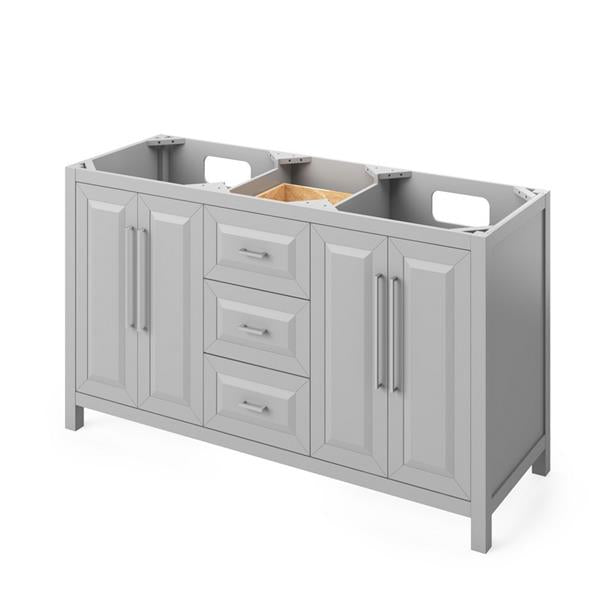 Jeffrey Alexander - 60 Inch Cade Double Bowl Free Standing Vanity Cabinet - Less Vanity Top