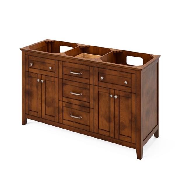 Jeffrey Alexander - 60 Inch Chatham Double Bowl Free Standing Vanity Cabinet - Less Vanity Top