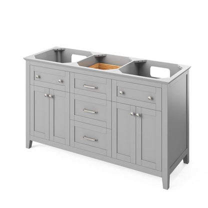 Jeffrey Alexander - 60 Inch Chatham Double Bowl Free Standing Vanity Cabinet - Less Vanity Top