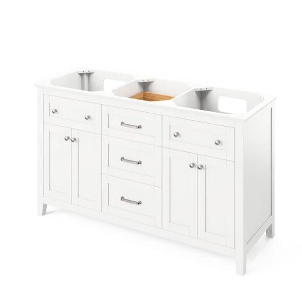 Jeffrey Alexander - 60 Inch Chatham Double Bowl Free Standing Vanity Cabinet - Less Vanity Top
