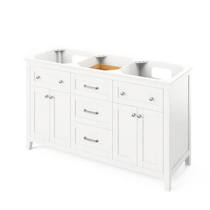 Jeffrey Alexander - 60 Inch Chatham Double Bowl Free Standing Vanity Cabinet - Less Vanity Top