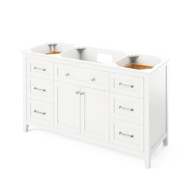 Jeffrey Alexander - 60 Inch Chatham Single Sink Free Standing Vanity Cabinet - Less Vanity Top