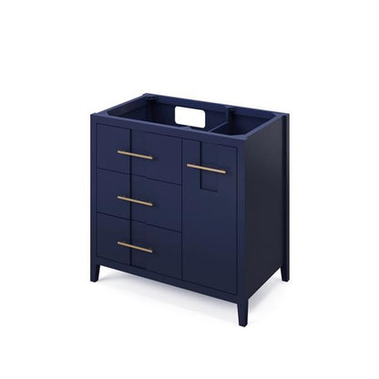 Jeffrey Alexander - 36 Inch Katara Left offset Single Sink Free Standing Vanity Cabinet - Less Vanity Top