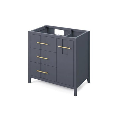 Jeffrey Alexander - 36 Inch Katara Left offset Single Sink Free Standing Vanity Cabinet - Less Vanity Top