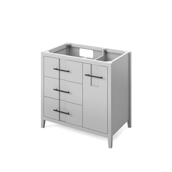 Jeffrey Alexander - 36 Inch Katara Left offset Single Sink Free Standing Vanity Cabinet - Less Vanity Top