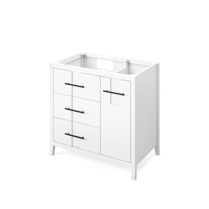 Jeffrey Alexander - 36 Inch Katara Left offset Single Sink Free Standing Vanity Cabinet - Less Vanity Top