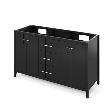 Jeffrey Alexander - 60 Inch Katara Double Bowl Single Sink Free Standing Vanity Cabinet - Less Vanity Top