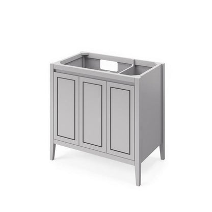 Jeffrey Alexander - 36 Inch Percival left offset Single Free Standing Vanity Cabinet - Less Vanity Top