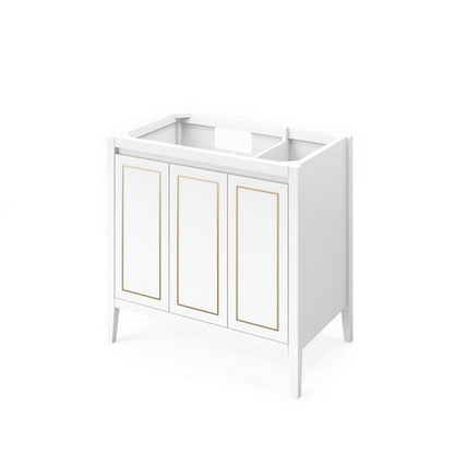 Jeffrey Alexander - 36 Inch Percival left offset Single Free Standing Vanity Cabinet - Less Vanity Top