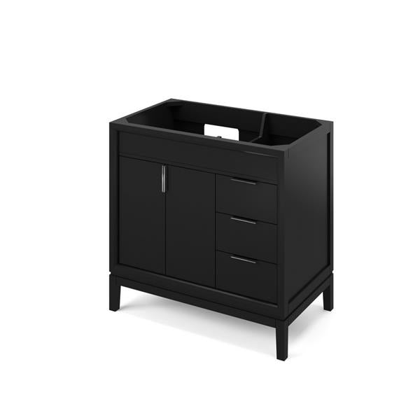 Jeffrey Alexander - 36 Inch Theodora Left offset Single Sink Free Standing Vanity Cabinet - Less Vanity Top