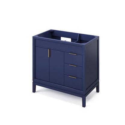 Jeffrey Alexander - 36 Inch Theodora Left offset Single Sink Free Standing Vanity Cabinet - Less Vanity Top
