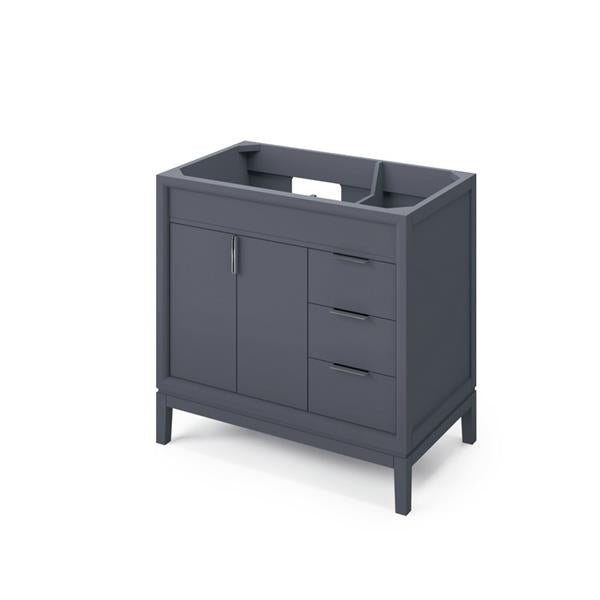 Jeffrey Alexander - 36 Inch Theodora Left offset Single Sink Free Standing Vanity Cabinet - Less Vanity Top