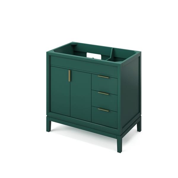 Jeffrey Alexander - 36 Inch Theodora Left offset Single Sink Free Standing Vanity Cabinet - Less Vanity Top