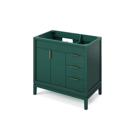 Jeffrey Alexander - 36 Inch Theodora Left offset Single Sink Free Standing Vanity Cabinet - Less Vanity Top