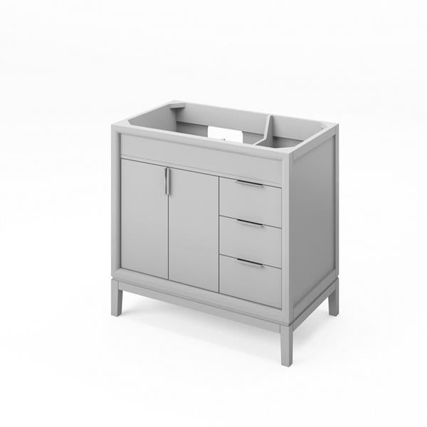 Jeffrey Alexander - 36 Inch Theodora Left offset Single Sink Free Standing Vanity Cabinet - Less Vanity Top