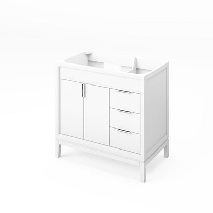 Jeffrey Alexander - 36 Inch Theodora Left offset Single Sink Free Standing Vanity Cabinet - Less Vanity Top