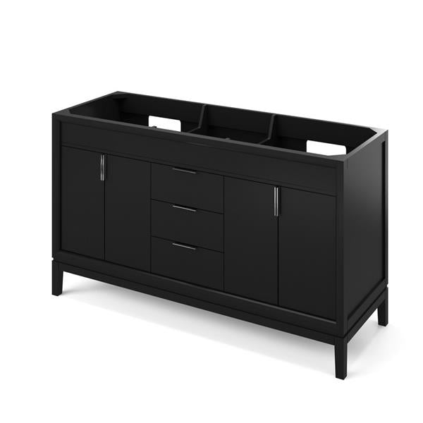 Jeffrey Alexander - 60 Inch Theodora Double Bowl Single Sink Free Standing Vanity Cabinet - Less Vanity Top