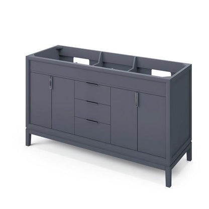 Jeffrey Alexander - 60 Inch Theodora Double Bowl Single Sink Free Standing Vanity Cabinet - Less Vanity Top