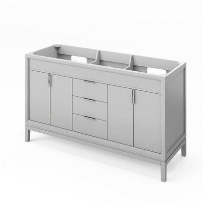 Jeffrey Alexander - 60 Inch Theodora Double Bowl Single Sink Free Standing Vanity Cabinet - Less Vanity Top