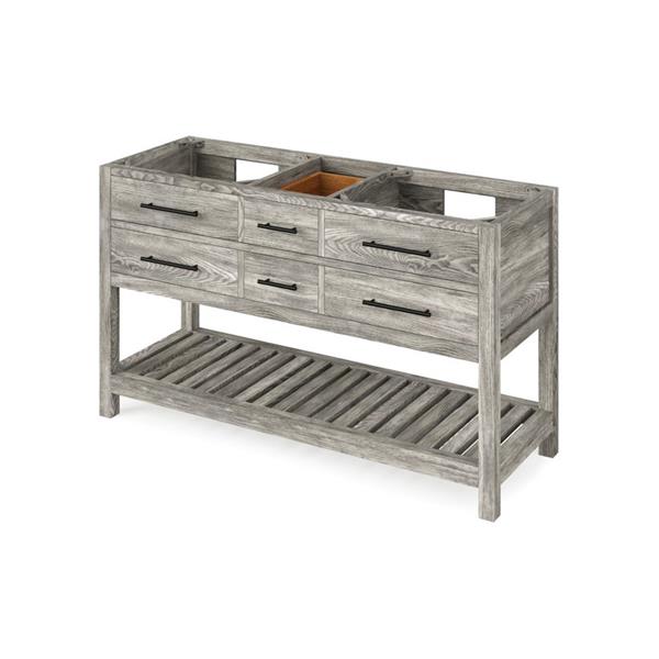 Jeffrey Alexander - 60 Inch Wavecrest Double Bowl Single Sink Free Standing Vanity Cabinet - Less Vanity Top