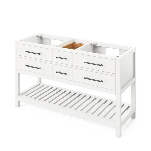Jeffrey Alexander - 60 Inch Wavecrest Double Bowl Single Sink Free Standing Vanity Cabinet - Less Vanity Top
