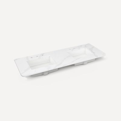 Robern - Helden 60 Inch Quartz vanity top with two single basin sinks