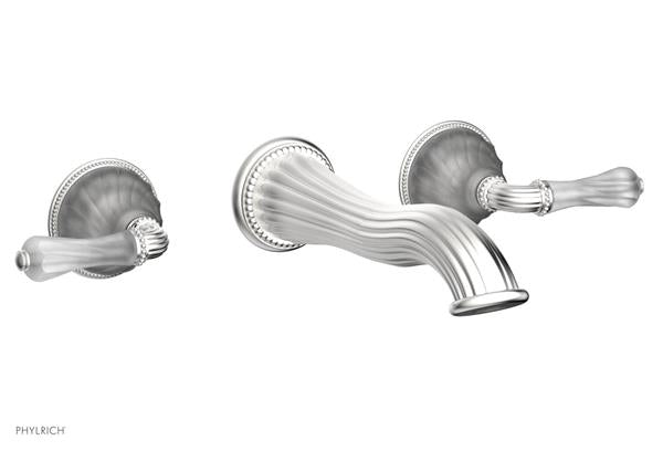 Phylrich - Mirabella Wall Mounted Lavatory Faucet Trim Only - Frosted Crystal Lever Handles