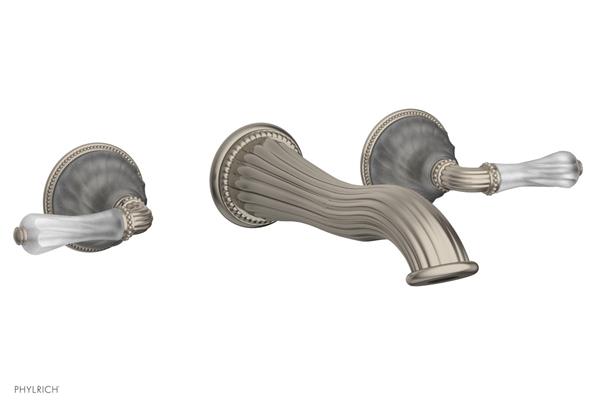 Phylrich - Mirabella Wall Mounted Lavatory Faucet Trim Only - Frosted Crystal Lever Handles