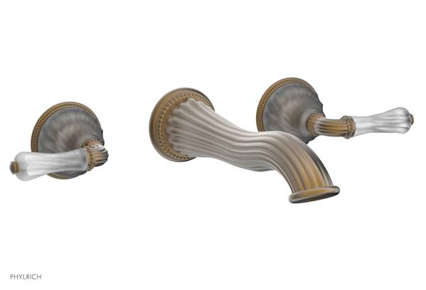 Phylrich - Mirabella Wall Mounted Lavatory Faucet Trim Only - Frosted Crystal Lever Handles