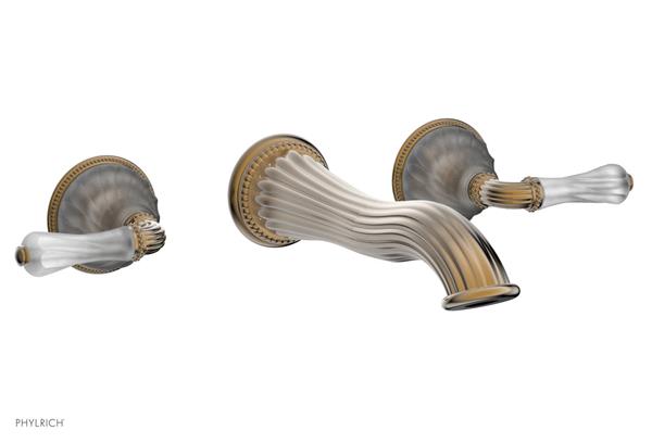Phylrich - Mirabella Wall Mounted Lavatory Faucet Trim Only - Frosted Crystal Lever Handles