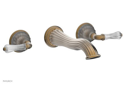 Phylrich - Mirabella Wall Mounted Lavatory Faucet Trim Only - Frosted Crystal Lever Handles