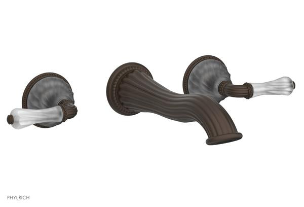 Phylrich - Mirabella Wall Mounted Lavatory Faucet Trim Only - Frosted Crystal Lever Handles