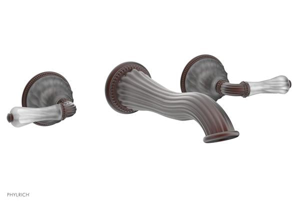 Phylrich - Mirabella Wall Mounted Lavatory Faucet Trim Only - Frosted Crystal Lever Handles