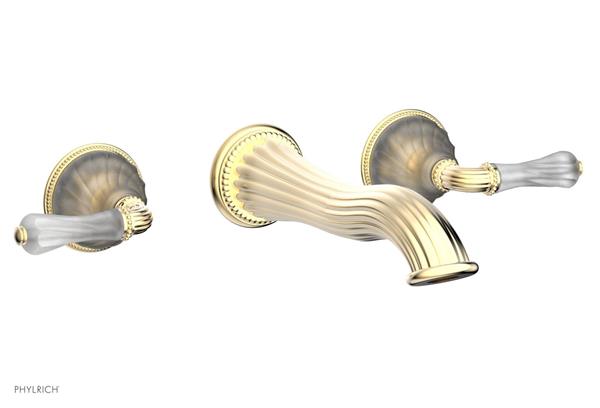 Phylrich - Mirabella Wall Mounted Lavatory Faucet Trim Only - Frosted Crystal Lever Handles