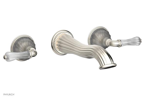 Phylrich - Mirabella Wall Mounted Lavatory Faucet Trim Only - Frosted Crystal Lever Handles