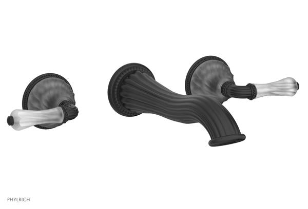 Phylrich - Mirabella Wall Mounted Lavatory Faucet Trim Only - Frosted Crystal Lever Handles