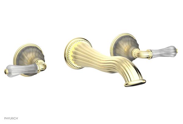 Phylrich - Mirabella Wall Mounted Lavatory Faucet Trim Only - Frosted Crystal Lever Handles