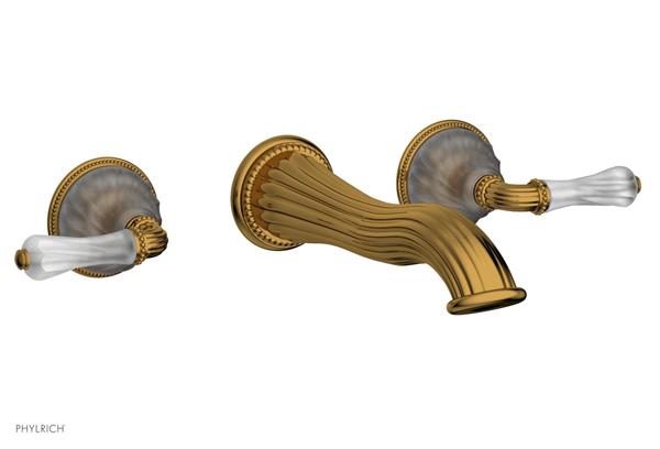 Phylrich - Mirabella Wall Mounted Lavatory Faucet Trim Only - Frosted Crystal Lever Handles