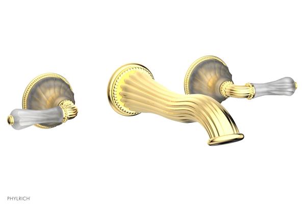Phylrich - Mirabella Wall Mounted Lavatory Faucet Trim Only - Frosted Crystal Lever Handles