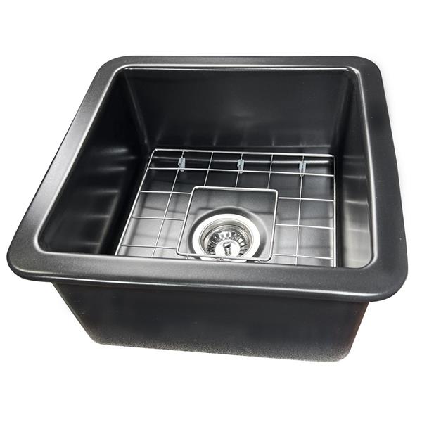 Nantucket Sinks - 18-Inch Undermount Fireclay Kitchen Sink Wellfleet-1818Mb Finished In Matte Black