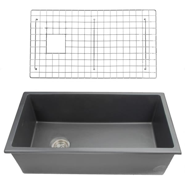 Nantucket Sinks - 34-Inch Dualmount Fireclay Kitchen Sink - Matte Black