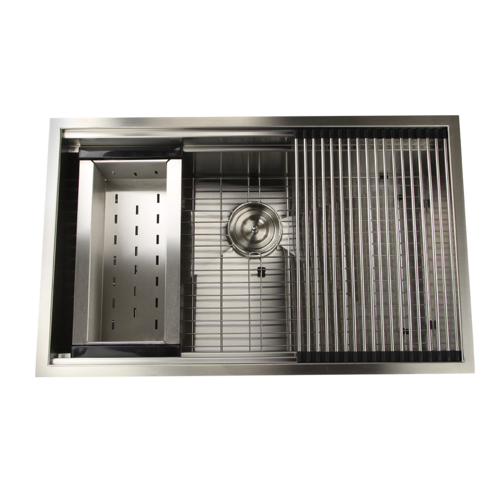 Nantucket Sinks - 32 Inch Pro Series Large Prep Station Single Bowl Undermount SS Kitchen Sink.