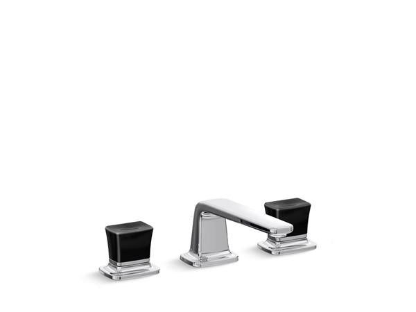 Kallista - Per Se Decorative Sink Faucet, Low Spout, Black Crystal Knob Handles