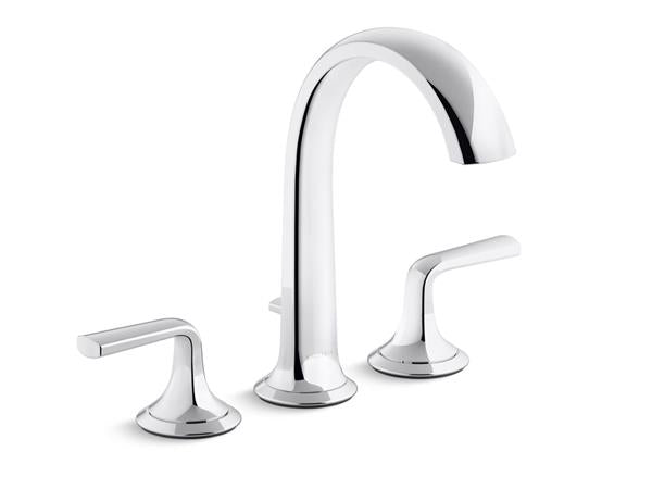 Kallista - Script Deck-Mount Bath Faucet W/ Diverter, Arch Spout, Lever Handles