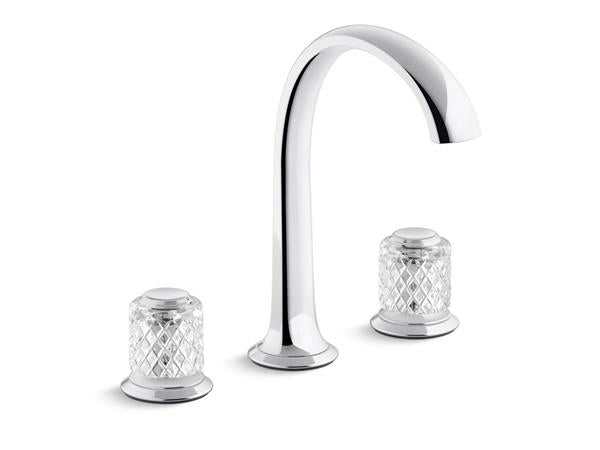 Kallista - Script Decorative Sink Faucet, Arch Spout, Saint-Louis Clear Crystal Knob Handles