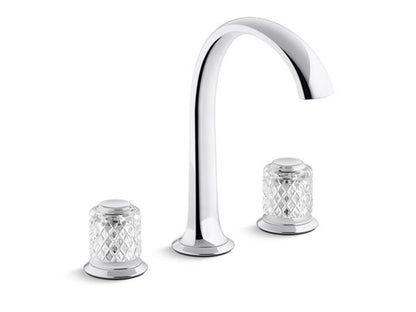 Kallista - Script Decorative Sink Faucet, Arch Spout, Saint-Louis Clear Crystal Knob Handles