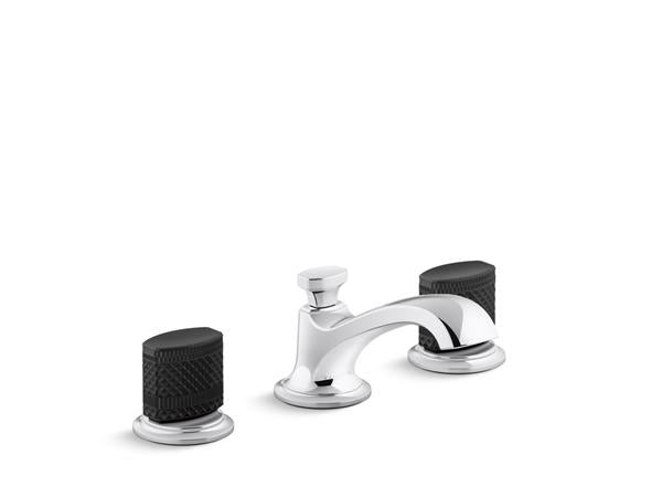 Kallista - Script Decorative Sink Faucet, Low Spout, Black Porcelain Knob Handles
