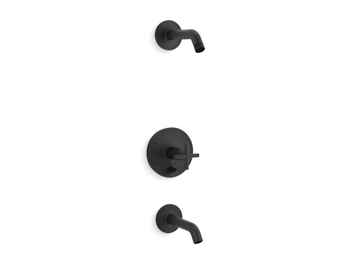 Kohler - Purist Rite-Temp Bath And Shower Trim Kit With Push-Button Diverter And Cross Handle